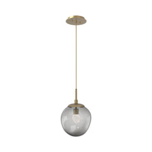 Load image into Gallery viewer, Aster LED Pendant Light in Gilded Brass/Smoke/Floret Crystal.