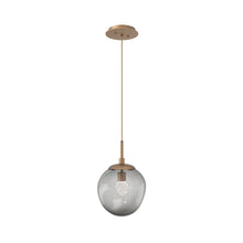 Load image into Gallery viewer, Aster LED Pendant Light in Novel Brass/Smoke/Floret Crystal.