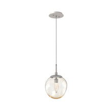 Load image into Gallery viewer, Aster LED Pendant Light in Beige Silver/Amber/Geo Crystal.