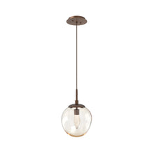 Load image into Gallery viewer, Aster LED Pendant Light in Burnished Bronze/Amber/Geo Crystal.