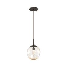 Load image into Gallery viewer, Aster LED Pendant Light in Flat Bronze/Amber/Geo Crystal.
