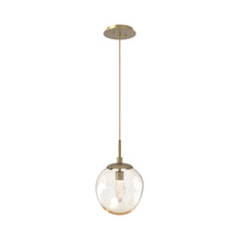 Load image into Gallery viewer, Aster LED Pendant Light in Gilded Brass/Amber/Geo Crystal.