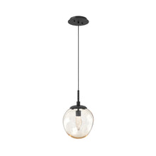 Load image into Gallery viewer, Aster LED Pendant Light in Matte Black/Amber/Geo Crystal.