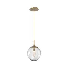 Load image into Gallery viewer, Aster LED Pendant Light in Gilded Brass/Clear/Geo Crystal.
