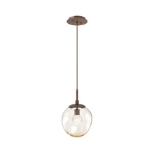 Load image into Gallery viewer, Aster LED Pendant Light in Burnished Bronze/Amber/Zircon Crystal.