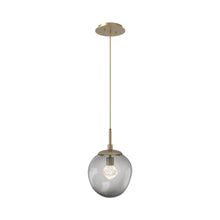Load image into Gallery viewer, Aster LED Pendant Light in Gilded Brass/Smoke/Zircon Crystal.