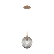 Load image into Gallery viewer, Aster LED Pendant Light in Novel Brass/Smoke/Zircon Crystal.