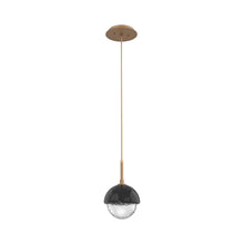 Load image into Gallery viewer, Cabochon LED Pendant Light in Novel Brass/Black Marble.