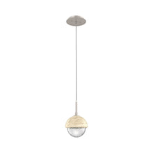 Load image into Gallery viewer, Cabochon LED Pendant Light in Beige Silver/Travertine.