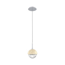 Load image into Gallery viewer, Cabochon LED Pendant Light in Classic Silver/Travertine.