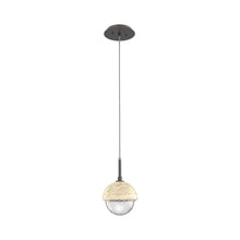 Load image into Gallery viewer, Cabochon LED Pendant Light in Graphite/Travertine.