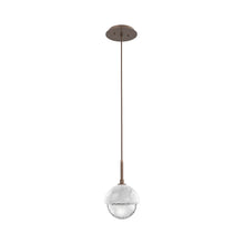 Load image into Gallery viewer, Cabochon LED Pendant Light in Burnished Bronze/White Marble.