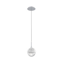 Load image into Gallery viewer, Cabochon LED Pendant Light in Classic Silver/White Marble.
