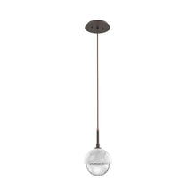 Load image into Gallery viewer, Cabochon LED Pendant Light in Flat Bronze/White Marble.