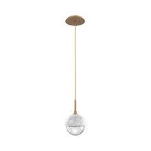 Load image into Gallery viewer, Cabochon LED Pendant Light in Novel Brass/White Marble.