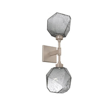 Load image into Gallery viewer, Gem LED Double Wall Light in Beige Silver/Smoke Blown Glass.