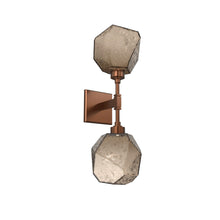 Load image into Gallery viewer, Gem LED Double Wall Light in Burnished Bronze/Bronze Blown Glass.