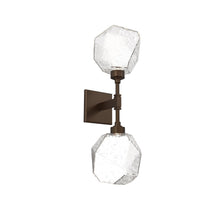 Load image into Gallery viewer, Gem LED Double Wall Light in Flat Bronze/Clear Blown Glass.
