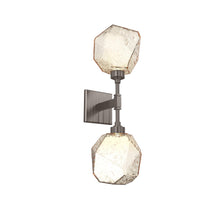 Load image into Gallery viewer, Gem LED Double Wall Light in Gunmetal/Translucent/Amber Blown Glass.