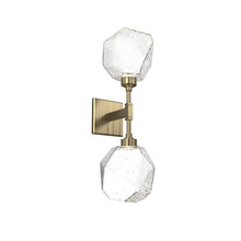 Load image into Gallery viewer, Gem LED Double Wall Light in Heritage Brass/Translucent/Clear Blown Glass.