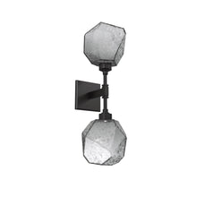Load image into Gallery viewer, Gem LED Double Wall Light in Matte Black/Smoke Blown Glass.