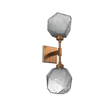 Load image into Gallery viewer, Gem LED Double Wall Light in Oil Rubbed Bronze/Translucent/Smoke Blown Glass.