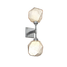 Load image into Gallery viewer, Gem LED Double Wall Light in Satin Nickel/Translucent/Amber Blown Glass.
