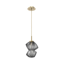 Load image into Gallery viewer, Mesa LED Pendant Light in Gilded Brass/Smoke.
