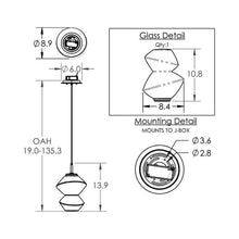 Load image into Gallery viewer, Mesa LED Pendant Light - line drawing.