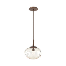 Load image into Gallery viewer, Nova LED Pendant Light in Burnished Bronze/Amber/Floret Crystal.