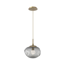 Load image into Gallery viewer, Nova LED Pendant Light in Gilded Brass/Smoke/Zircon Crystal.