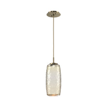Load image into Gallery viewer, Vessel LED Pendant Light in Heritage Brass/Amber.
