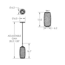 Load image into Gallery viewer, Vessel LED Pendant Light - line drawing.