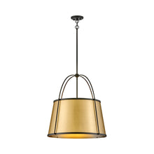 Load image into Gallery viewer, Clarke Drum Pendant Light in Black/Lacquered Dark Brass (Large).