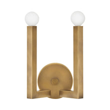 Load image into Gallery viewer, Ezra Wall Light in Heritage Brass.