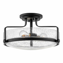 Load image into Gallery viewer, Harper Semi Flush Mount Ceiling Light in Black with Clear Seedy Glass (Large).