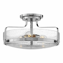 Load image into Gallery viewer, Harper Semi Flush Mount Ceiling Light in Chrome with Clear Seedy Glass (Large).