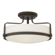 Load image into Gallery viewer, Harper Semi Flush Mount Ceiling Light in Oil Rubbed Bronze with Etched Opal Glass (Large).