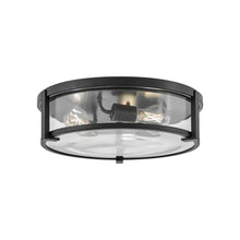 Load image into Gallery viewer, Lowell Flush Mount Ceiling Light in Black/Clear (16-Inch).