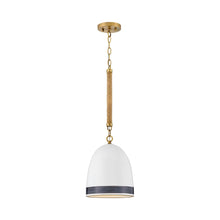 Load image into Gallery viewer, Nash Pendant Light in Heritage Brass/Black Stripe.