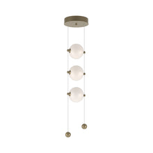 Load image into Gallery viewer, Abacus 3-Light LED Pendant Light in Soft Gold (Opal Glass).