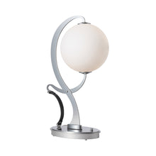 Load image into Gallery viewer, Pression LED Table Lamp in Sterling/Leather Black/Opal Glass.