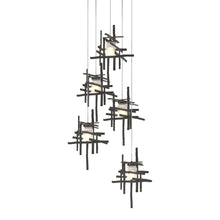Load image into Gallery viewer, Tura Multi Light Pendant Light in Natural Iron/Frosted Glass (Long/5-Light).