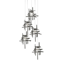 Load image into Gallery viewer, Tura Multi Light Pendant Light in Natural Iron/Seeded Clear Glass (Long/5-Light).