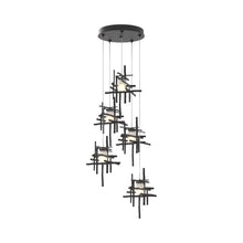Load image into Gallery viewer, Tura Multi Light Pendant Light in Black/Frosted Glass (Standard/5-Light).