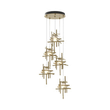 Load image into Gallery viewer, Tura Multi Light Pendant Light in Modern Brass/Frosted Glass (Standard/5-Light).
