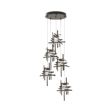 Load image into Gallery viewer, Tura Multi Light Pendant Light in Bronze/Seeded Clear Glass (Standard/5-Light).