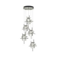 Load image into Gallery viewer, Tura Multi Light Pendant Light in Sterling/Seeded Clear Glass (Standard/5-Light).