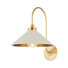 Load image into Gallery viewer, Clivedon Wall Light in Aged Brass/Off-White.