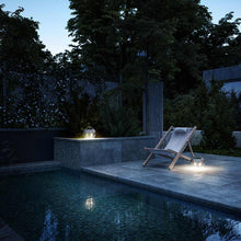Load image into Gallery viewer, Aqu Outdoor LED Portable Table Lamp in Outside Area.
